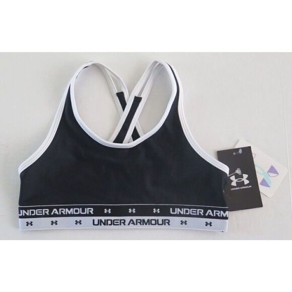 Under Armour 1364629 001 Girl's Sz YMD Black/White UA Crossback Sports Bra - Picture 1 of 4